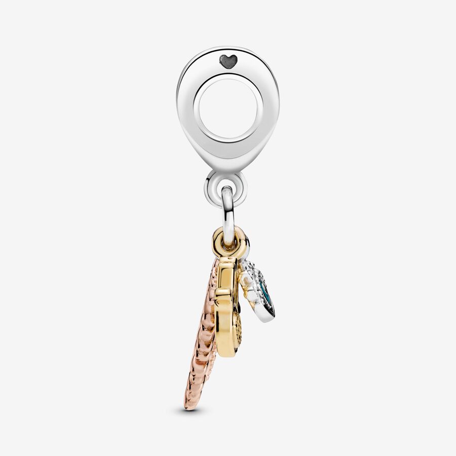 Hamsa Hand, Eye and Feather Dangle Charm