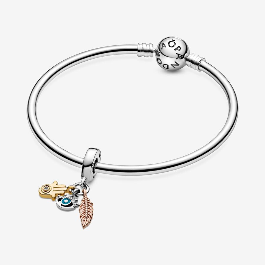 Hamsa Hand, Eye and Feather Dangle Charm