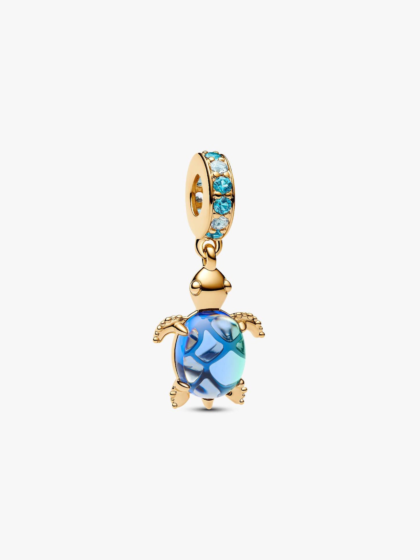 Sea Turtle Murano Glass Dangle Charm Gold-Plated