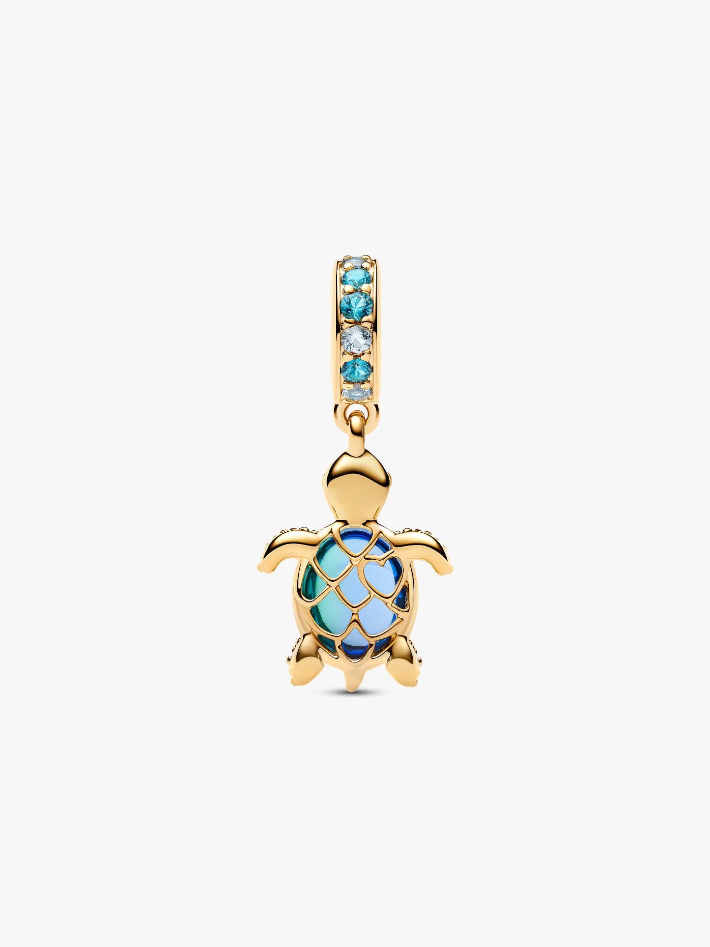 Sea Turtle Murano Glass Dangle Charm Gold-Plated