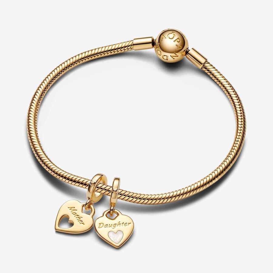 Gold Double Heart Split Dangle Charm
