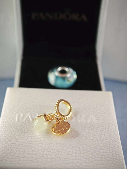 Glow-in-the-dark Firefly Dangle Charm Gold Plated