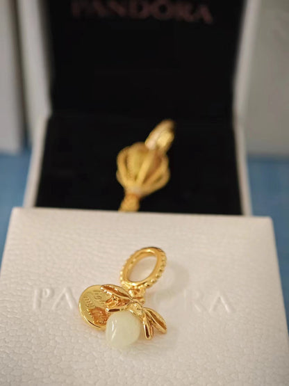 Glow-in-the-dark Firefly Dangle Charm Gold Plated