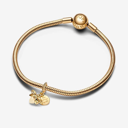 Glow-in-the-dark Firefly Dangle Charm Gold Plated