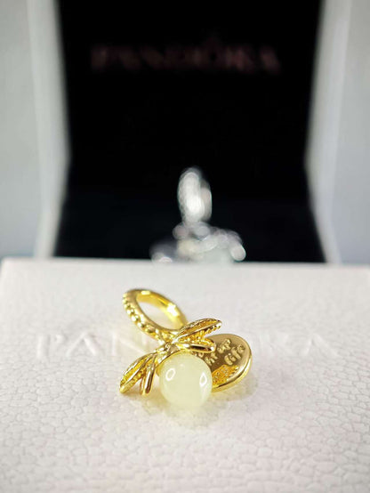 Glow-in-the-dark Firefly Dangle Charm Gold Plated
