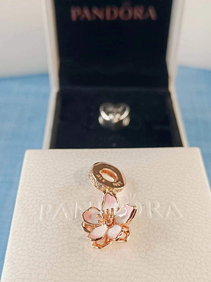 Cherry Blossom Dangle Charm Rose gold plated