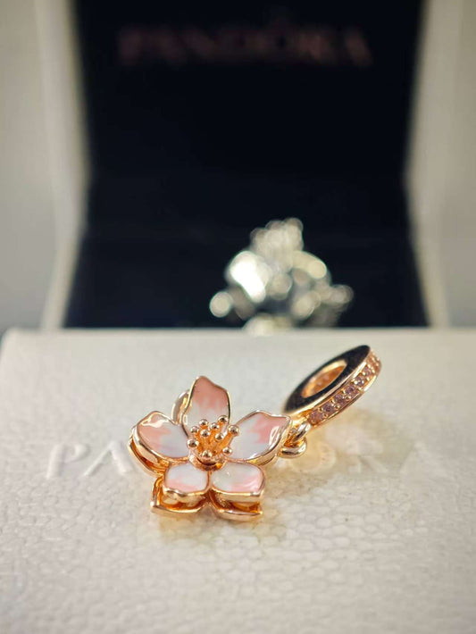 Cherry Blossom Dangle Charm Rose gold plated