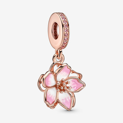Cherry Blossom Dangle Charm Rose gold plated
