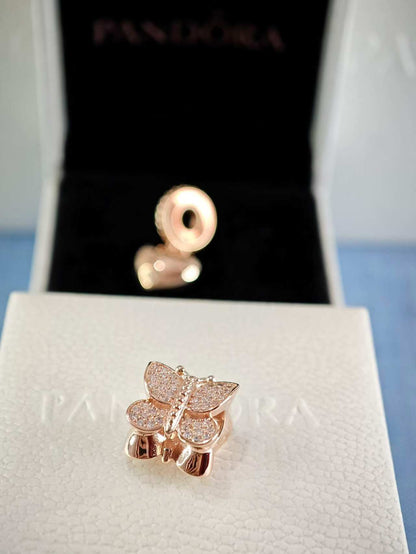 Rose Sparkling Butterfly Charm