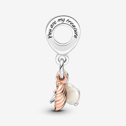 Treated Freshwater Cultured Pearl, Starfish & Shell Triple Dangle Charm