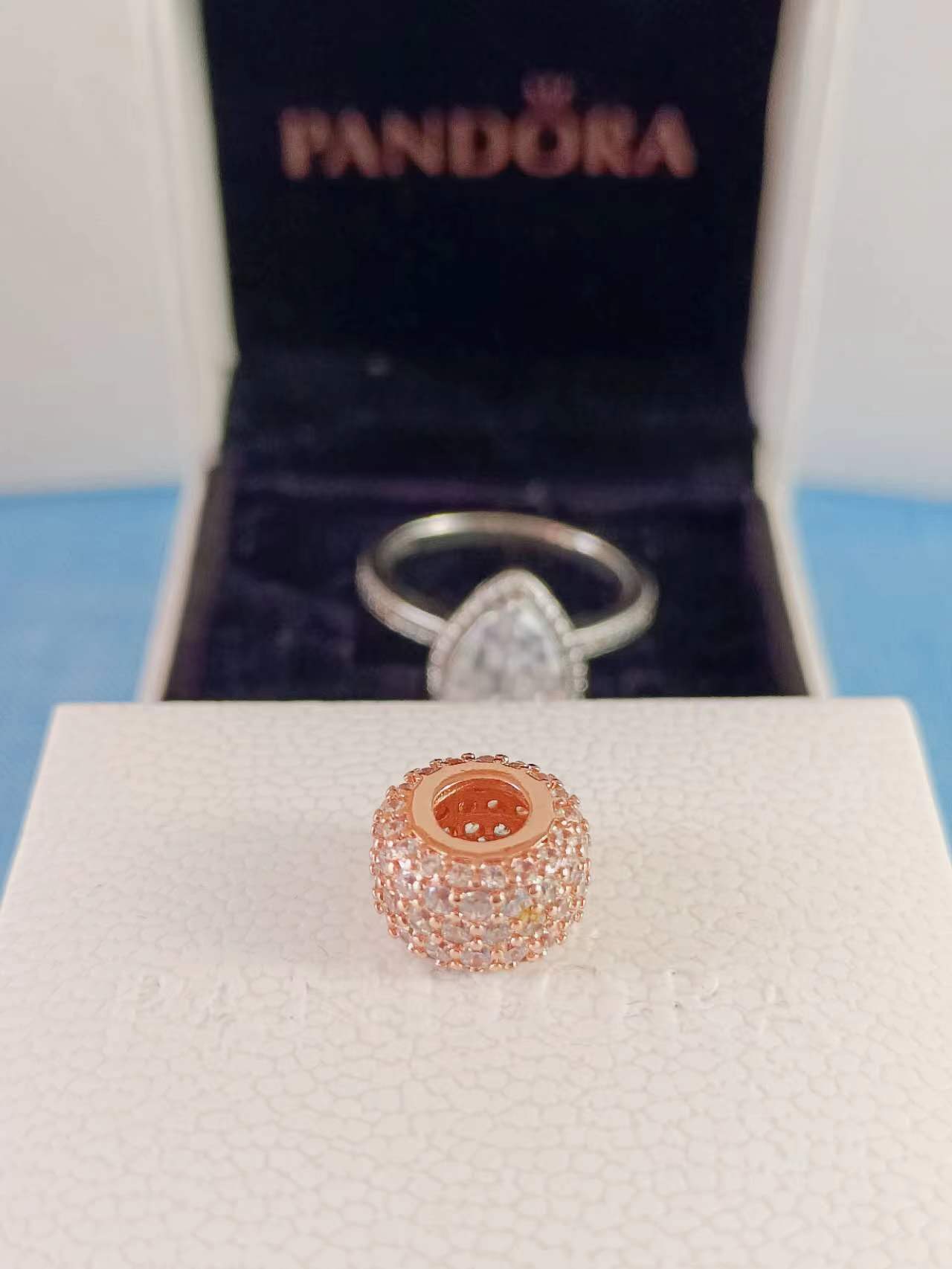 Sparkling Pavé Triple-row Charm Rose Gold Plated 
