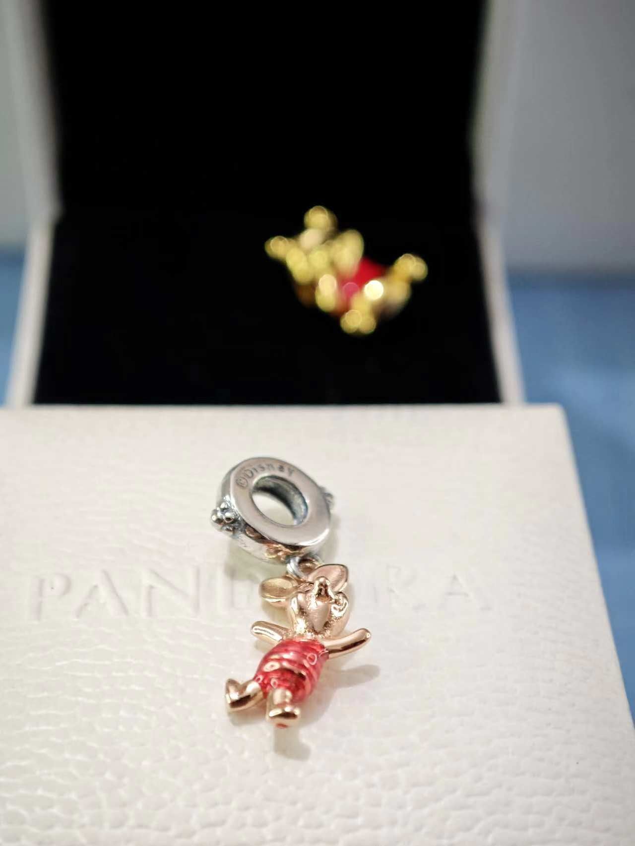 Disney Winnie the Pooh Piglet Dangle Charm Rose Gold Plated