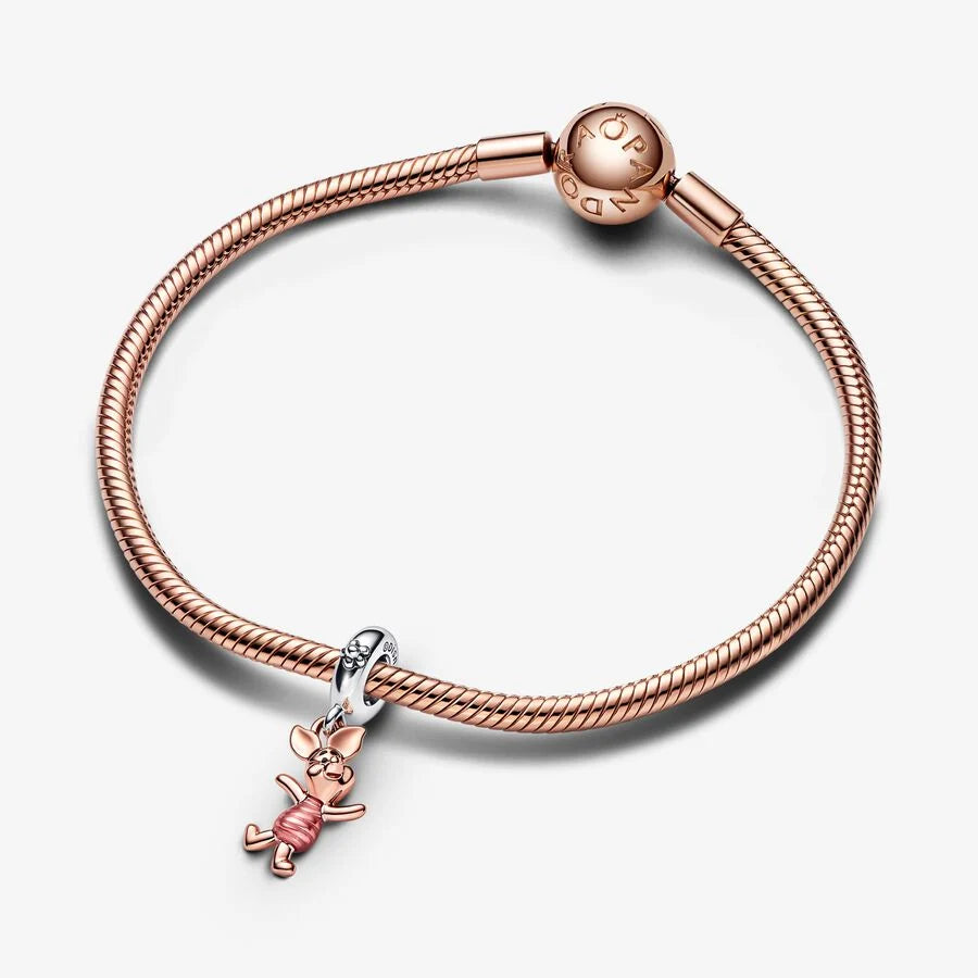 Disney Winnie the Pooh Piglet Dangle Charm Rose Gold Plated