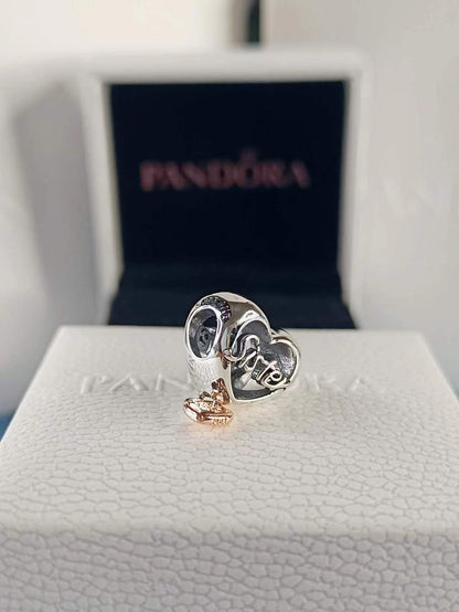 Rose Gold-Plated Love You Sister Family Heart Charm