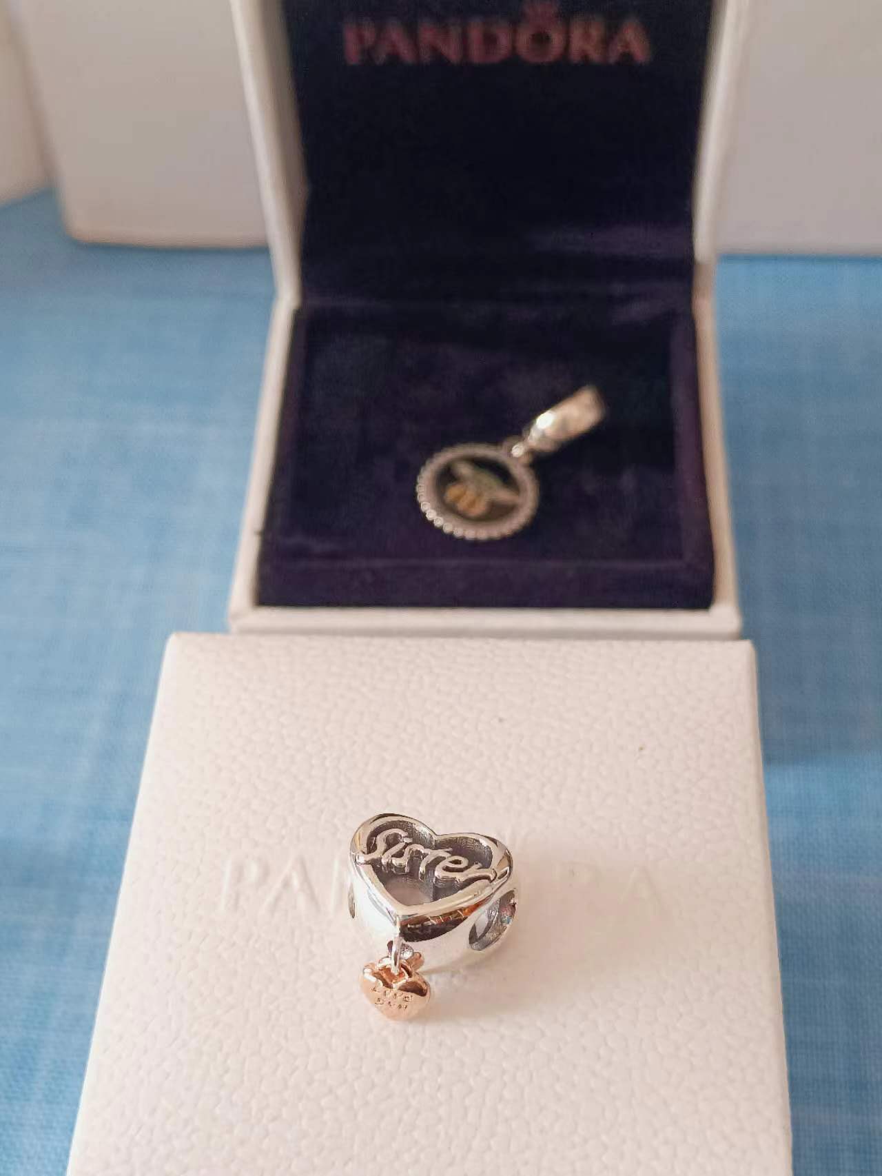Rose Gold-Plated Love You Sister Family Heart Charm