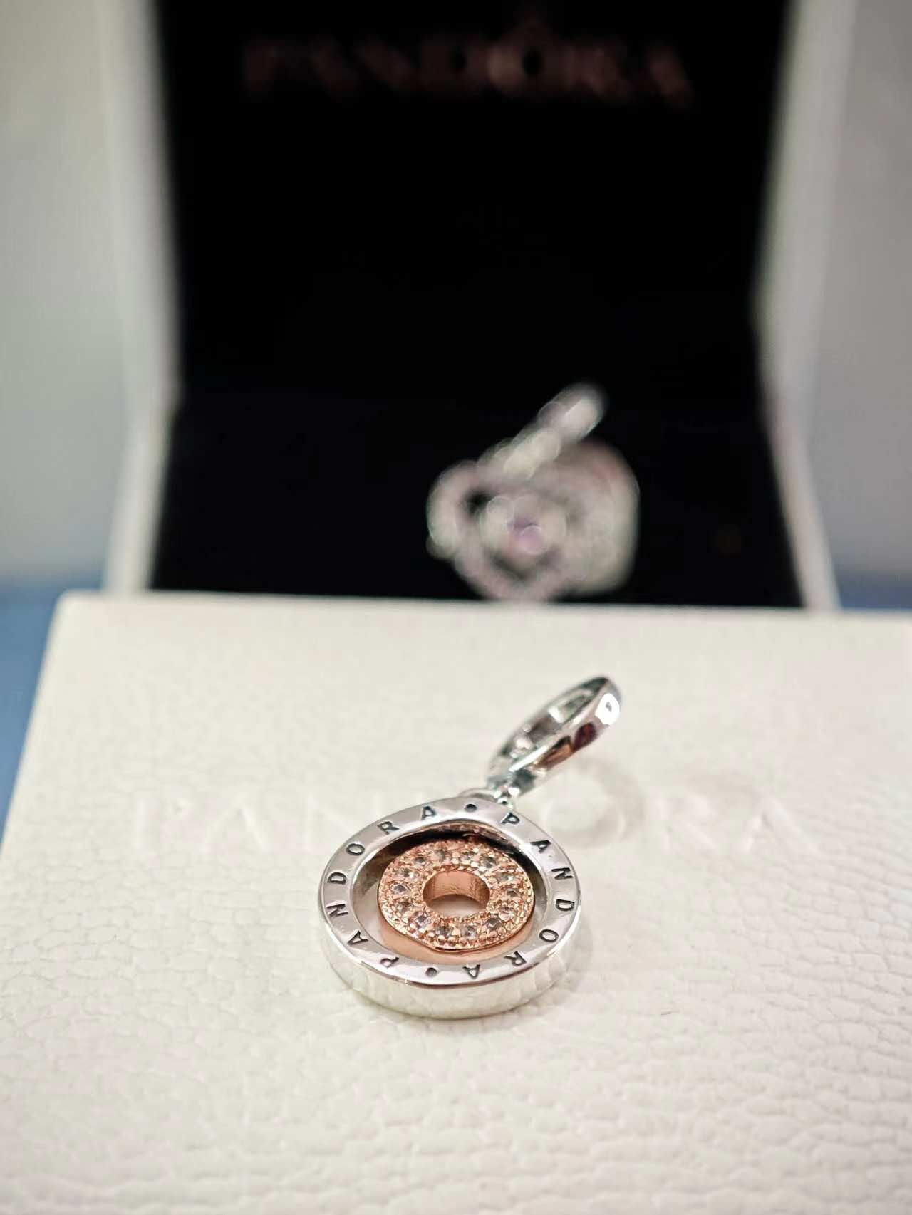 Two-tone Logo Circles Dangle Charm