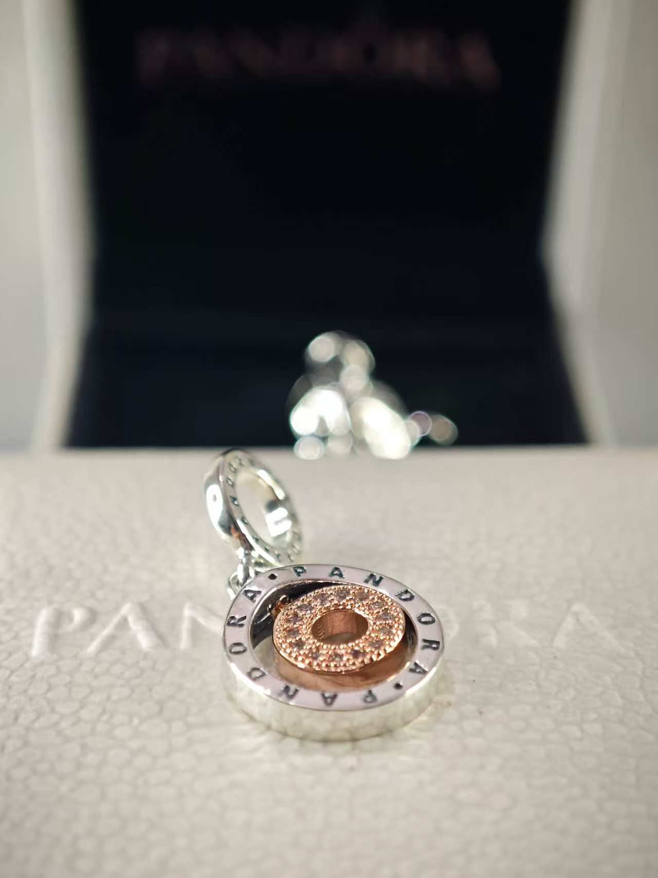 Two-tone Logo Circles Dangle Charm