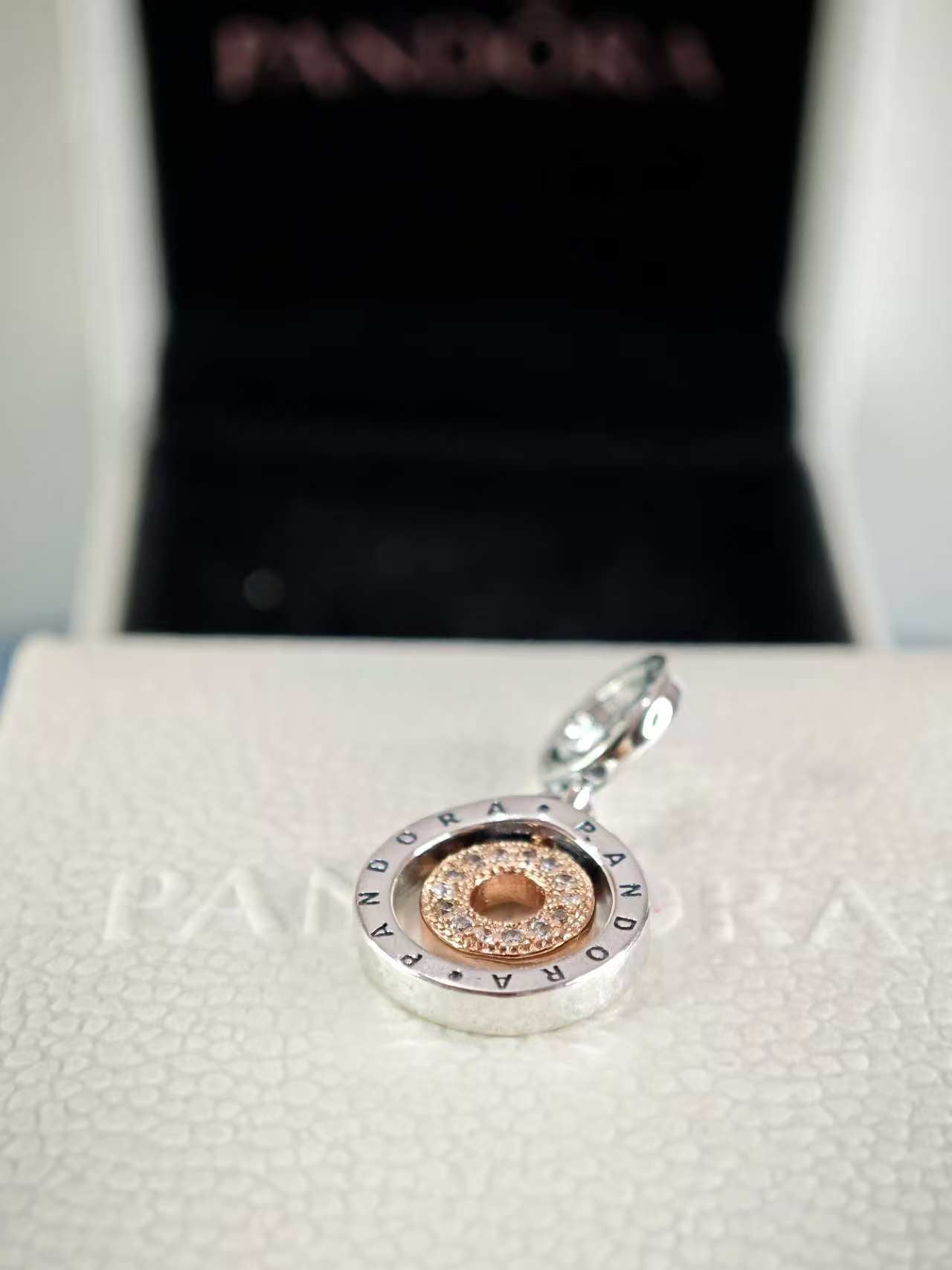 Two-tone Logo Circles Dangle Charm