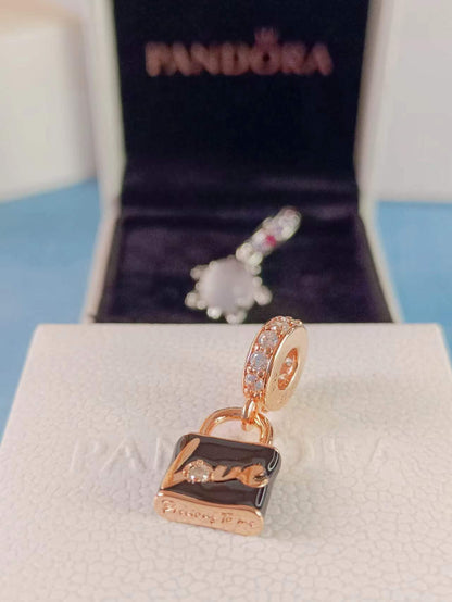 Rose Love Padlock Dangle Charm