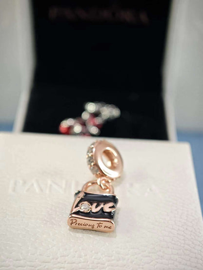 Rose Love Padlock Dangle Charm