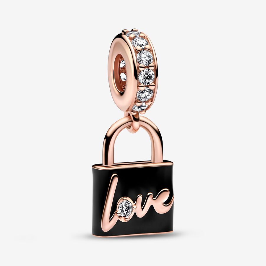 Rose Love Padlock Dangle Charm