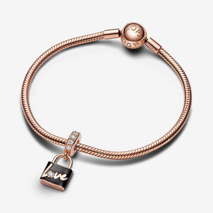 Rose Love Padlock Dangle Charm