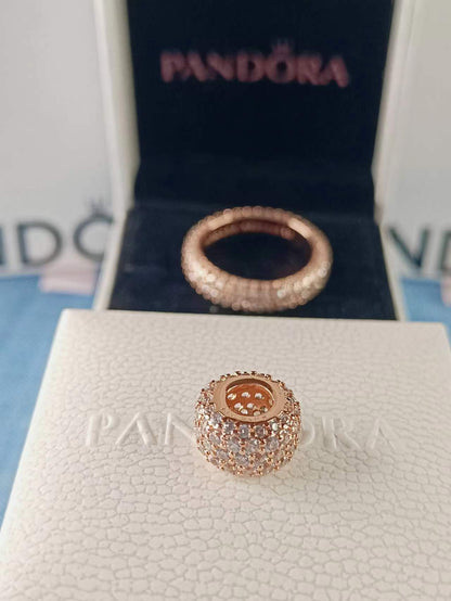 Sparkling Pavé Triple-row Charm Rose Gold Plated 