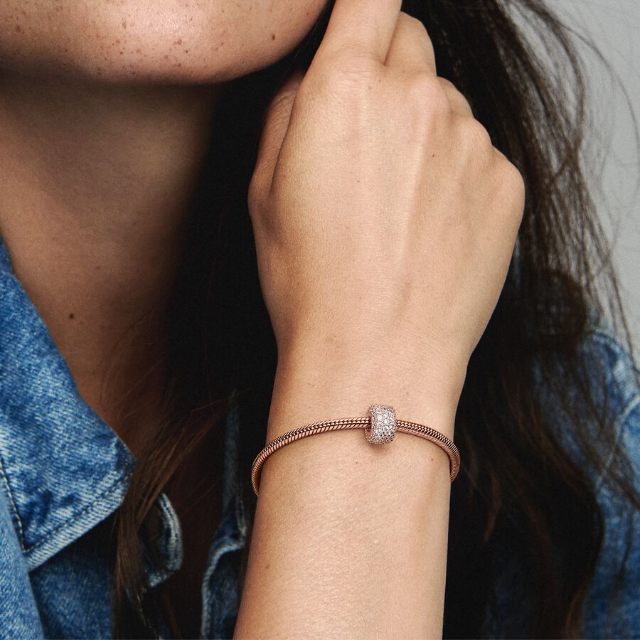 Sparkling Pavé Triple-row Charm Rose Gold Plated 
