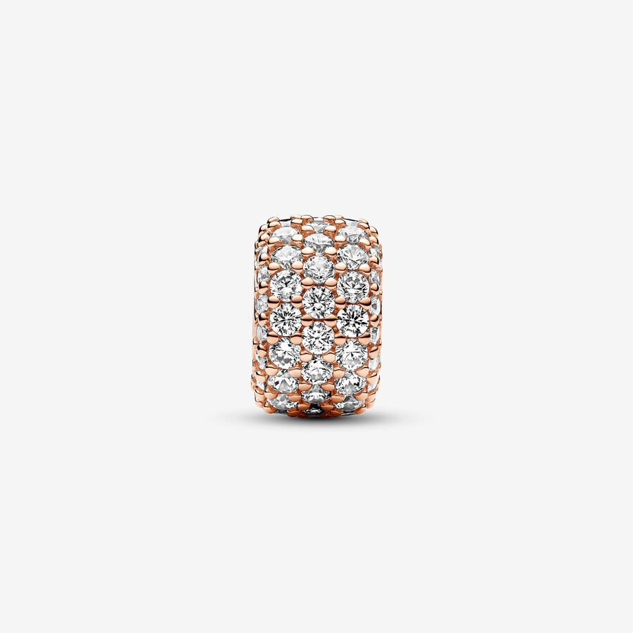 Sparkling Pavé Triple-row Charm Rose Gold Plated 