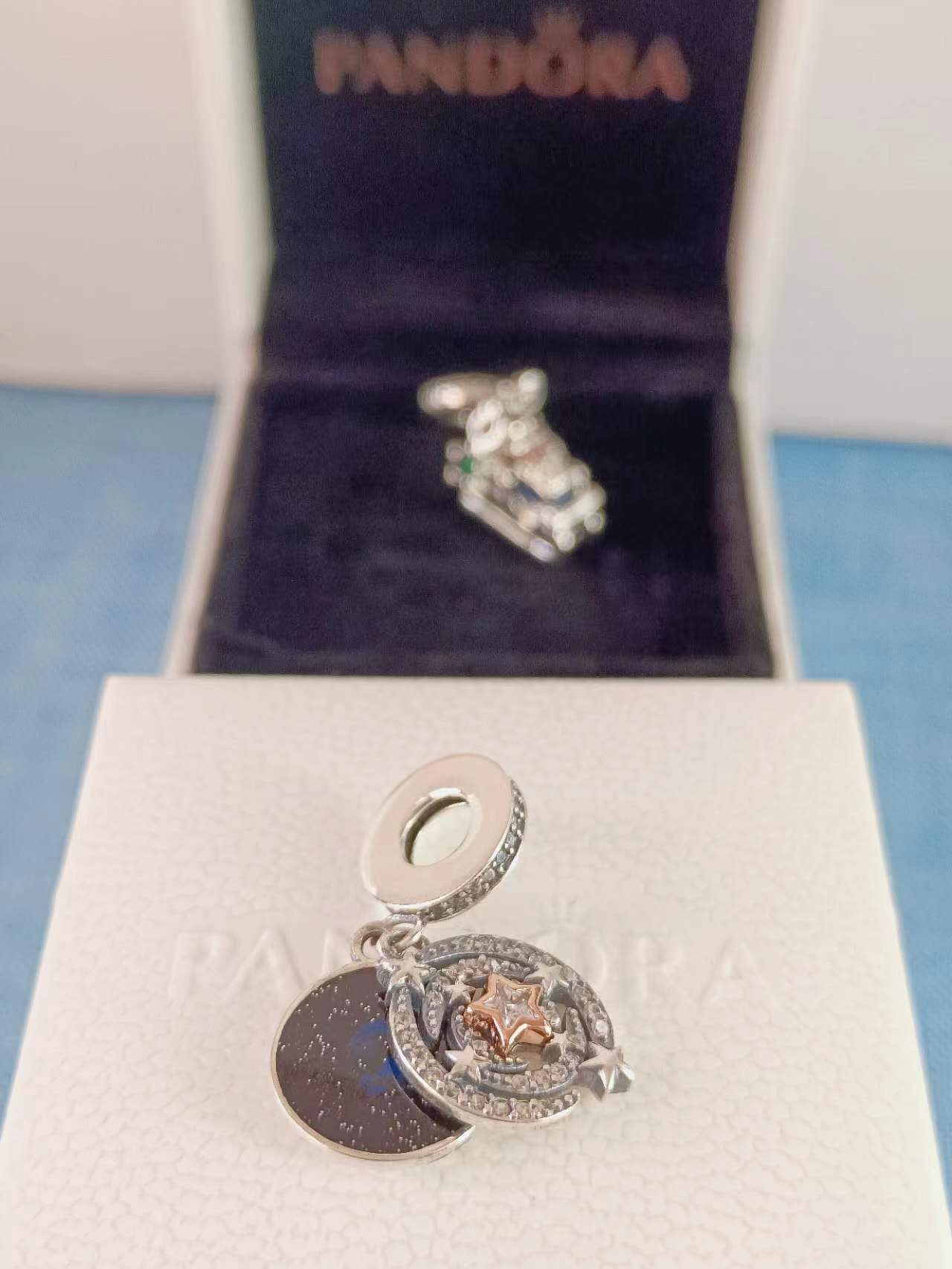 Two-tone Shooting Star Double Dangle Charm