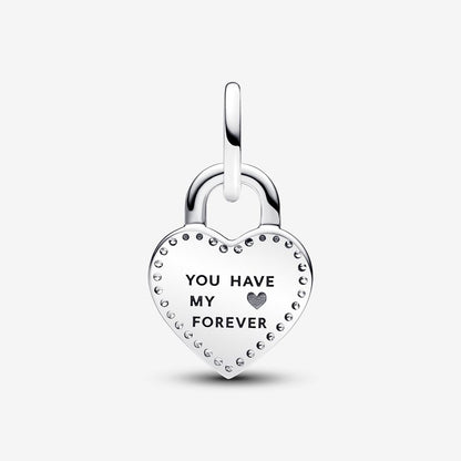 Two-tone Twistable Heart Padlock Double Dangle Charm