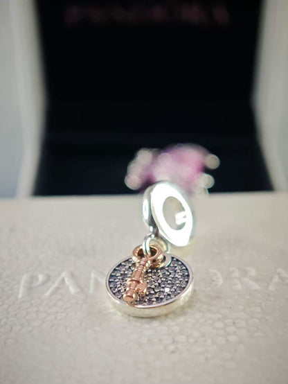 Two-tone Key to Happiness Double Dangle Charm