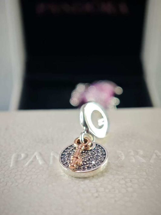 Two-tone Key to Happiness Double Dangle Charm