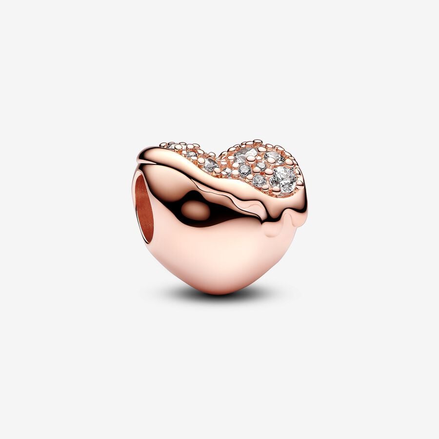Rose Gold Sparkling Melting Heart Charm