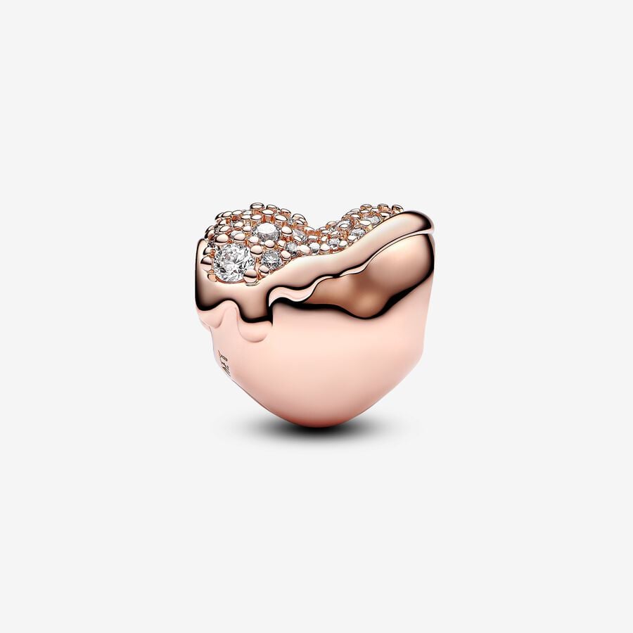 Rose Gold Sparkling Melting Heart Charm