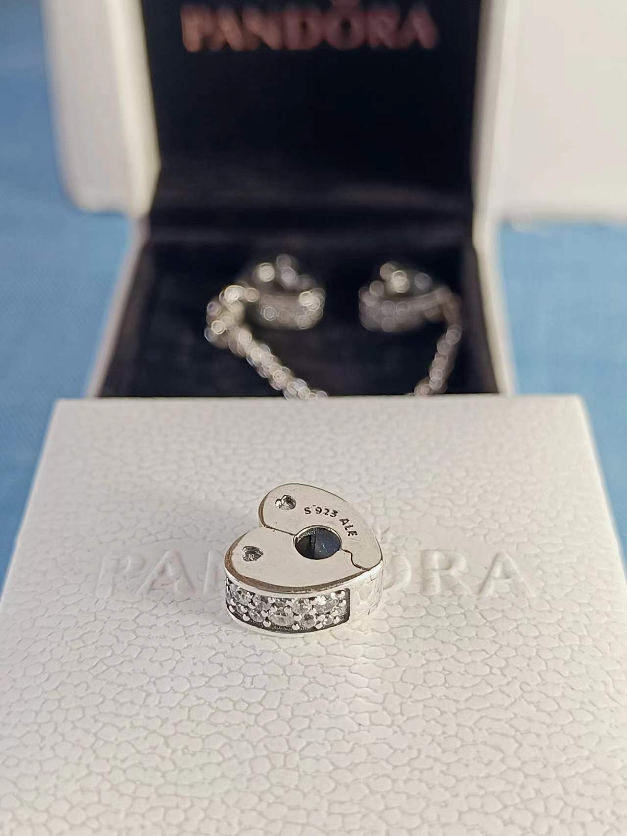 Clear Pavé Heart Clip Charm