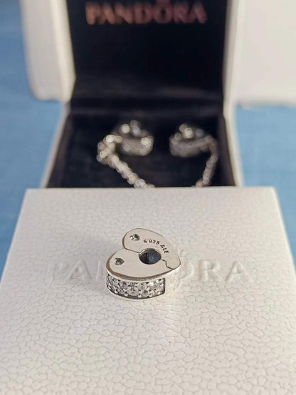 Clear Pavé Heart Clip Charm