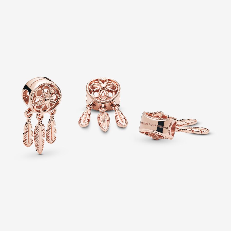 Spiritual Dreamcatcher Charm Rose gold plated