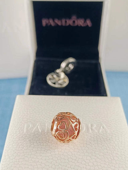 Rose Hearts Filigree Charm