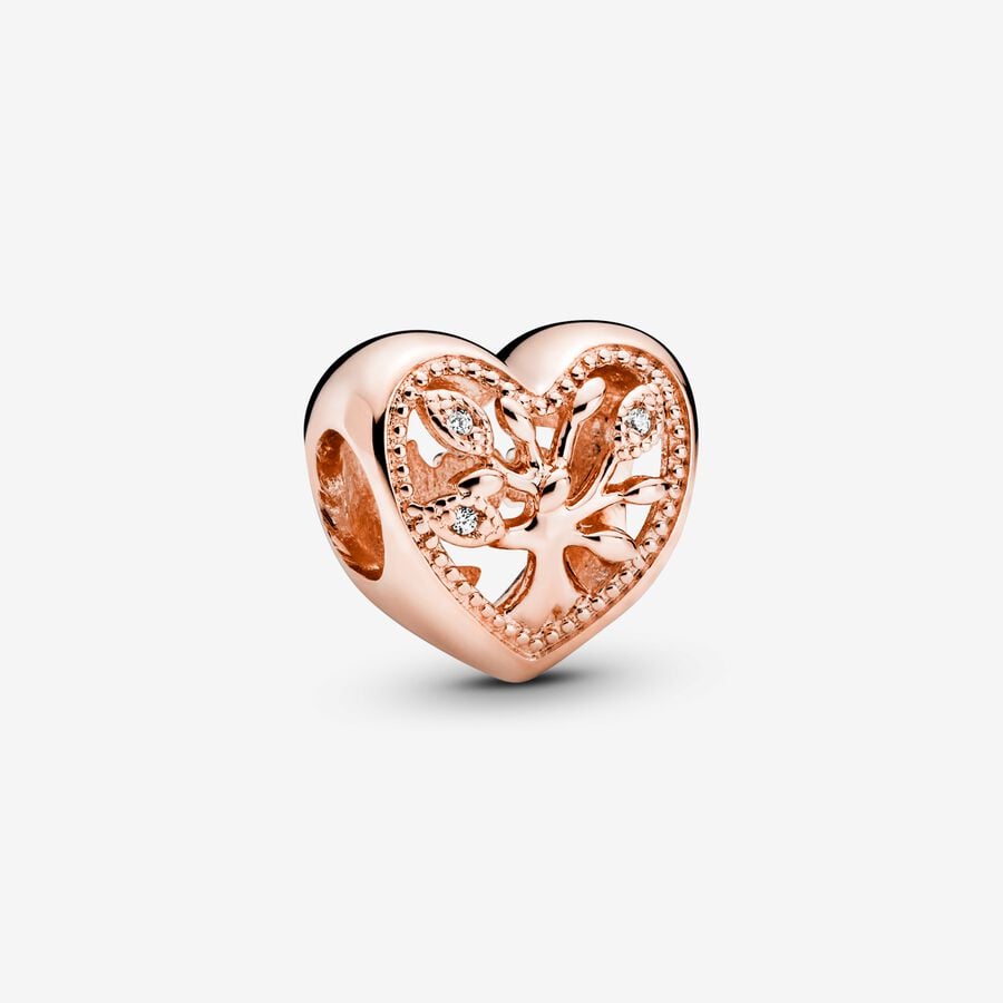 Rose Family Tree Heart Charm