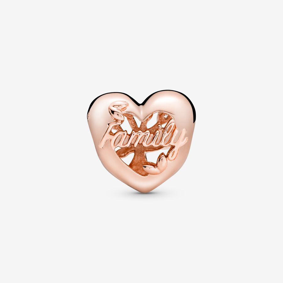Rose Family Tree Heart Charm