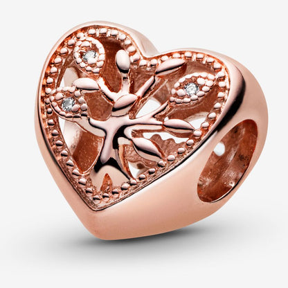 Rose Family Tree Heart Charm