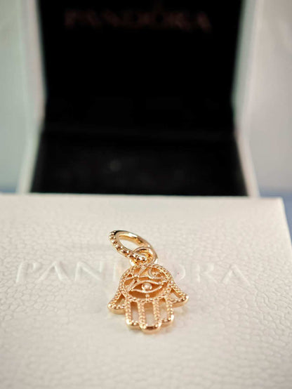 Rose Protective Hamsa Hand Dangle Charm