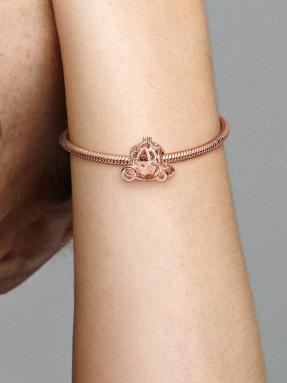 Disney Cinderella Sparkling Carriage Charm Rose Gold Plating