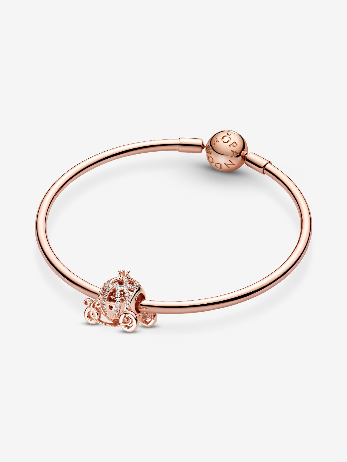 Disney Cinderella Sparkling Carriage Charm Rose Gold Plating