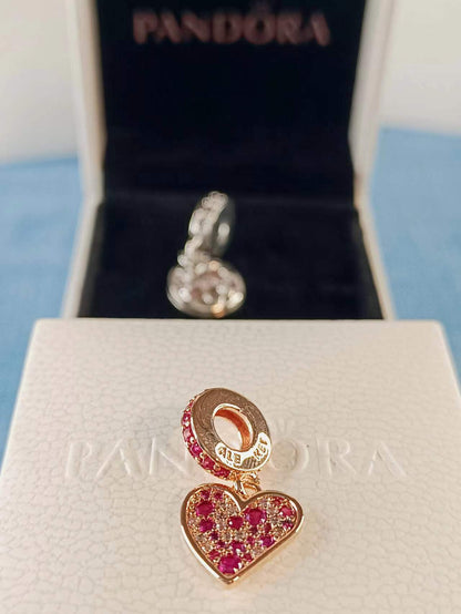 Ruby Red Freehand Heart Dangle Charm