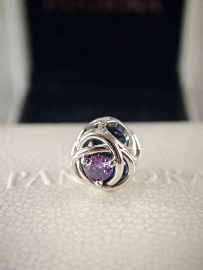 February Purple Eternity Circle Charm