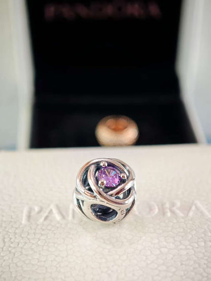 February Purple Eternity Circle Charm
