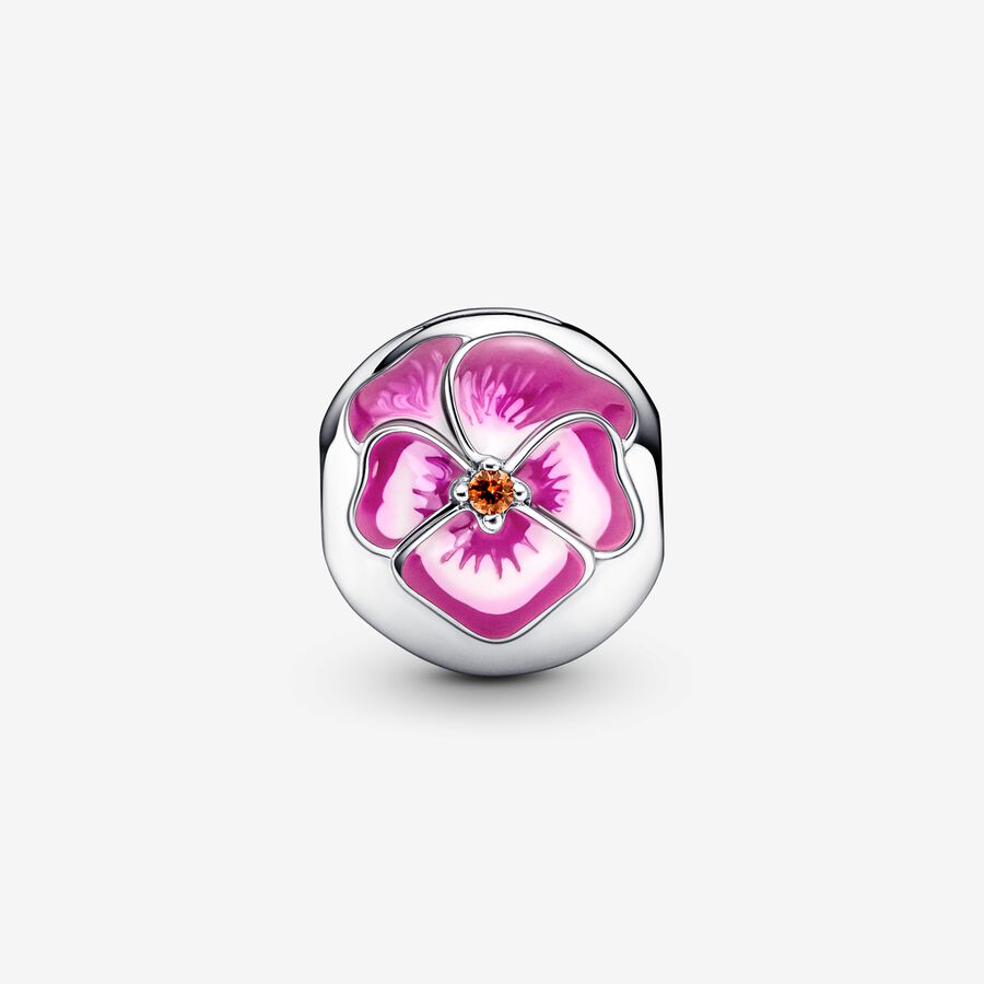 Pink Pansy Flower Clip Charm