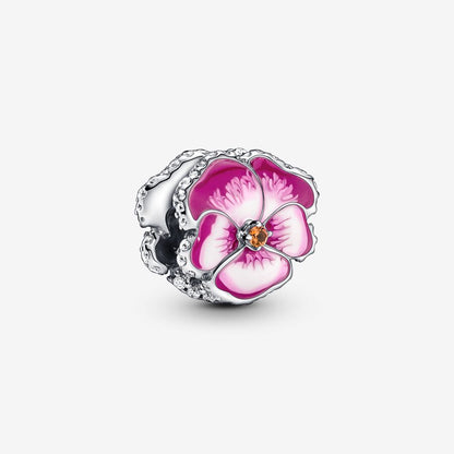 Pink Pansy Flower Charm